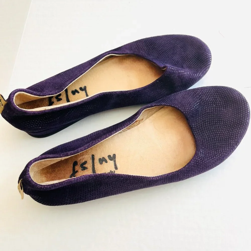 French Sole FS/NY Sz 38 Purple Suede Leather Slip-on Wedge Heel Shoes Flats‎ - Picture 2 of 8